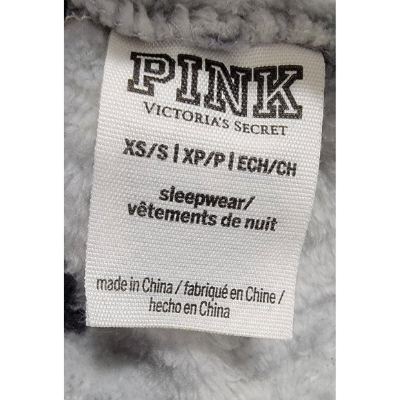 Victorias Secret Womens Gray Pink Logo Fleece Robe Tie Waist Long Sleeve Size XS - Picture 5 of 8